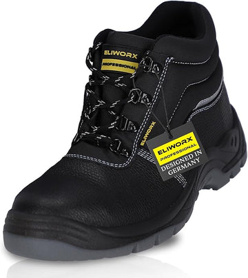 ELIWORX Sicherheitsschuhe Herren S3 SR – Arbeitsschuhe aus Rindsleder – Terra High – mit Stahlkappe & durchtrittsicherer Sohle – rutschhemmend & atmungsaktiv