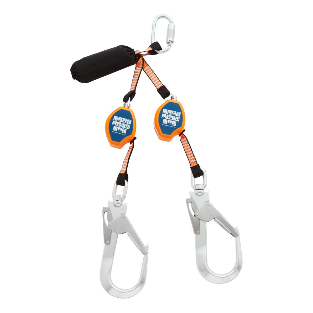 FP81 Höhensicherungsgerät 2,5 m – Self Retracting Lifeline bis 140 kg | Fallschutz mit Karabiner & Gerüsthaken