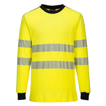 Portwest FR701 PW3 Modaflame Hi-Vis FR T-Shirt Langarm – flammhemmendes Warnschutz T-Shirt mit Reflexstreifen