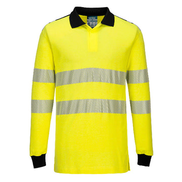 Portwest FR702 PW3 Modaflame Hi-Vis FR Poloshirt Langarm – flammhemmendes Warnschutz Poloshirt mit Reflexstreifen