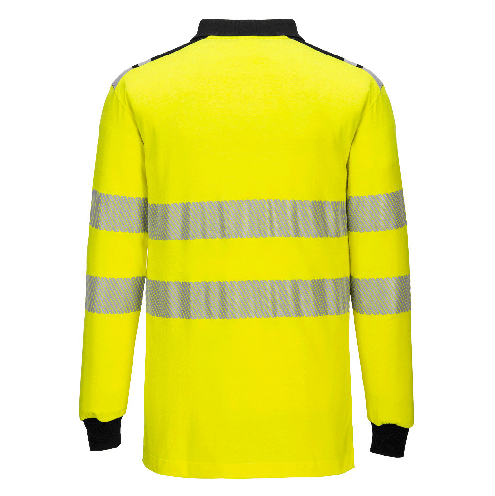 Portwest FR702 PW3 Modaflame Hi-Vis FR Poloshirt Langarm – flammhemmendes Warnschutz Poloshirt mit Reflexstreifen