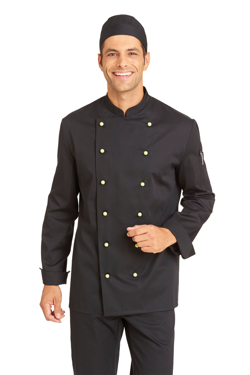 Klassische Kochjacke mit 6-Loch Knopfreihe und Umschlagmanschetten