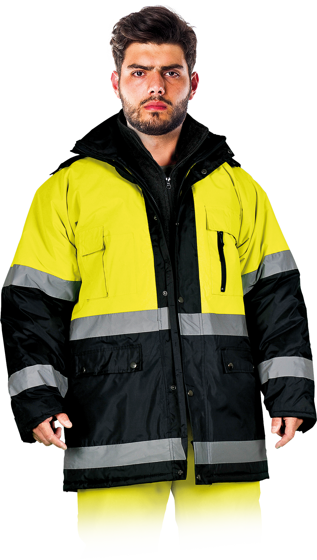 Warnschutzjacke gefüttert mit Reflexstreifen